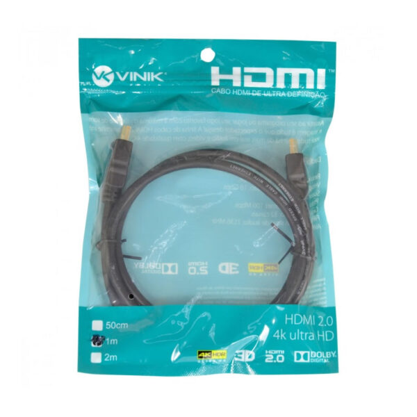CABO HDMI 2.0 1M HDMI MACHO PARA HDMI MACHO 4K HDR H20-1 VINIK BOX - Imagem 4