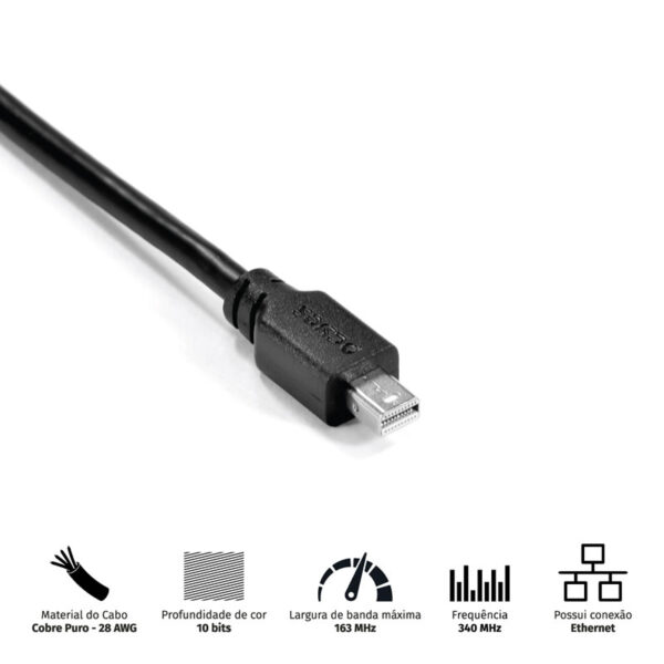 CABO MINI DISPLAYPORT 2M P/ DISPLAYPORT PMDDPM-2 VINIK - Imagem 2