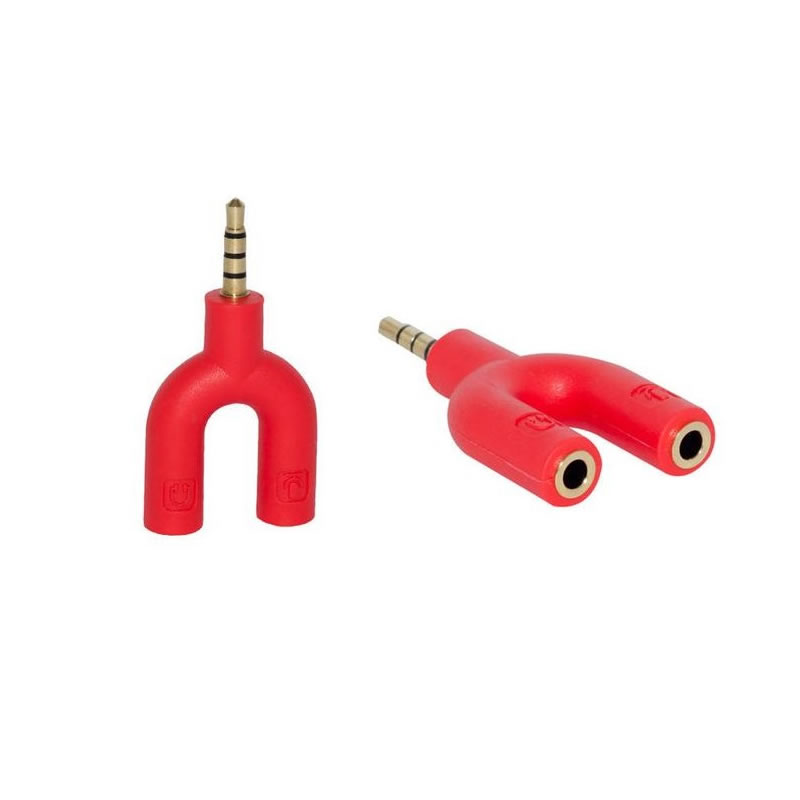 ADAPTADOR DE AUDIO P2 MACHO PARA P3 E P2 FEMEA VERMELHO LOTUS BOX