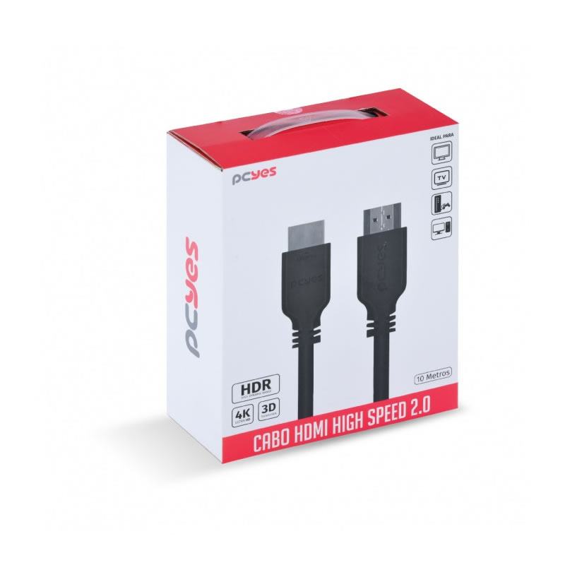 CABO HDMI 10 M 30AWG HDMI MACHO PARA HDMI FEMEA 4K PHM20-10 PCYES BOX
