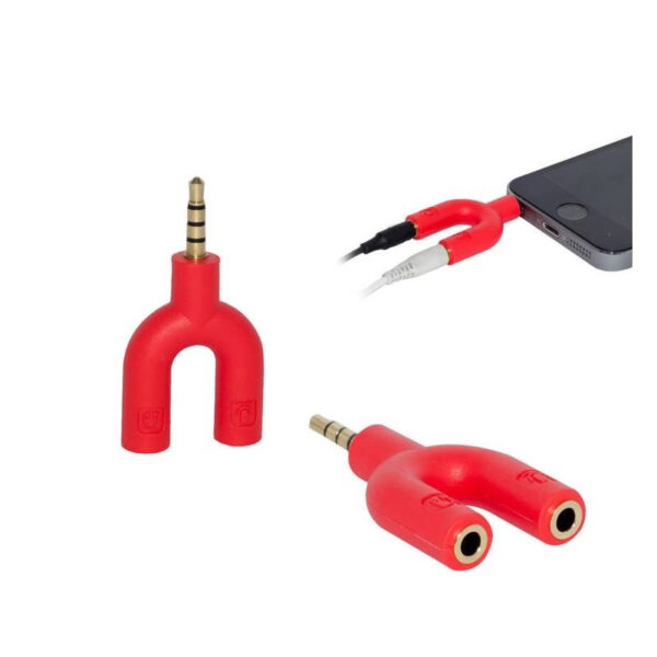 ADAPTADOR DE AUDIO P2 MACHO PARA P3 E P2 FEMEA VERMELHO LOTUS BOX - Imagem 2
