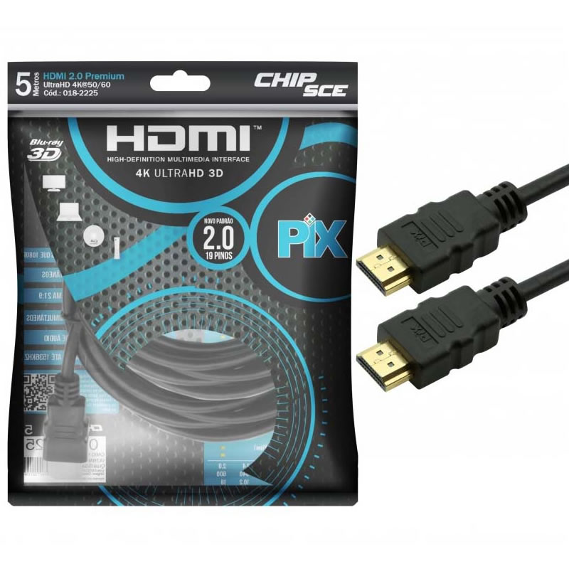 CABO HDMI MACHO X HDMI MACHO 5M 4K 018-2225 5+ BOX