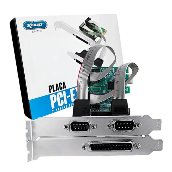 PLACA DE REDE PCI-E C/ 2 SERIAL E 1 PARALELA KP-T105 KNUP BOX - Imagem 3