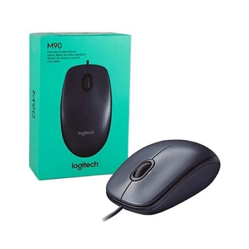 MOUSE USB M90 1000 DPI CINZA/PRETO LOGITECH BOX