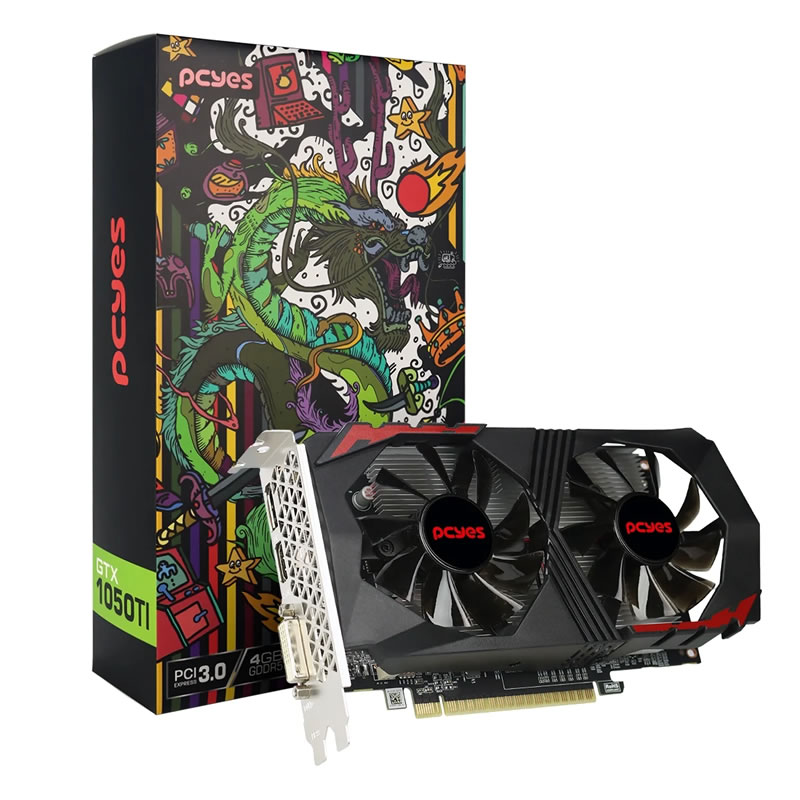 PLACA DE VIDEO 4GB GTX 1050 TI PVGTX1050TI4GBR5128 GDDR5 128 BITS GEFORCE DP HDMI DVI-D PCYES BOX