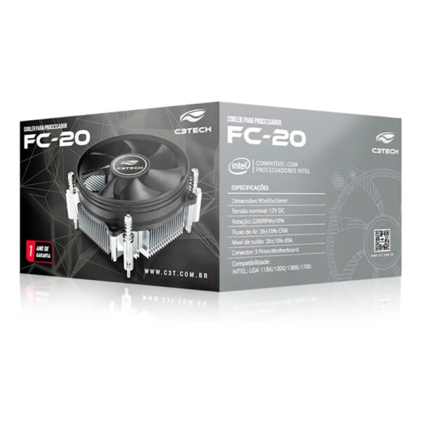 COOLER PARA PROCESSADOR LGA 115X FC-20BK C3TECH BOX - Imagem 5