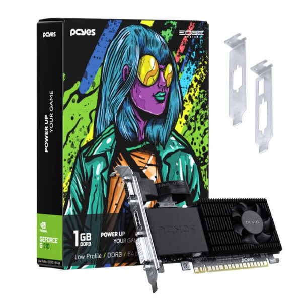 PLACA DE VIDEO 1GB G210 PPE210DR3SFBR DDR3 64 BITS GEFORCE VGA HDMI DVI-I LP PCYES BOX