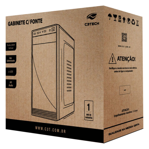 GABINETE MICRO ATX MT-35BK C/FONTE 200W C3TECH BOX - Imagem 4