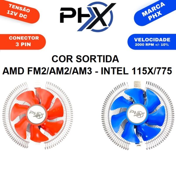 COOLER PARA PROCESSADOR AMD/INTEL - AMD FM2/AM2/AM3 - INTEL 115X/775 - PHX BOX - Imagem 2
