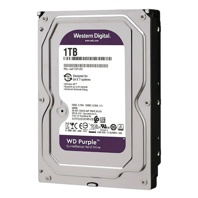 HD 1000GB SATA 3 WD11PURZ 5400 RPM DESKTOP PURPLE SURVEILLANCE WESTERN DIGITAL