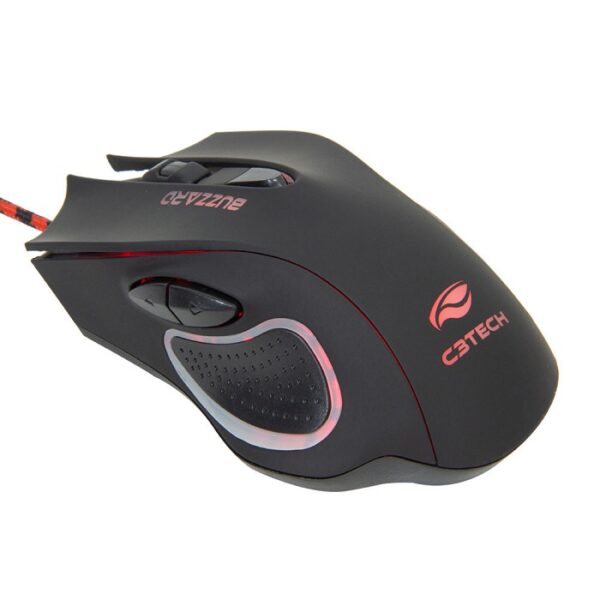 MOUSE USB MG-110BK BUZZARD 3200DPI GAMER 6 BOTOES PRETO C3TECH BOX - Imagem 2