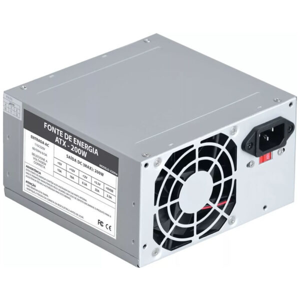 FONTE ATX 200W 20/24 PINOS A200W 2*SATA 2* IDE VKOEM OEM
