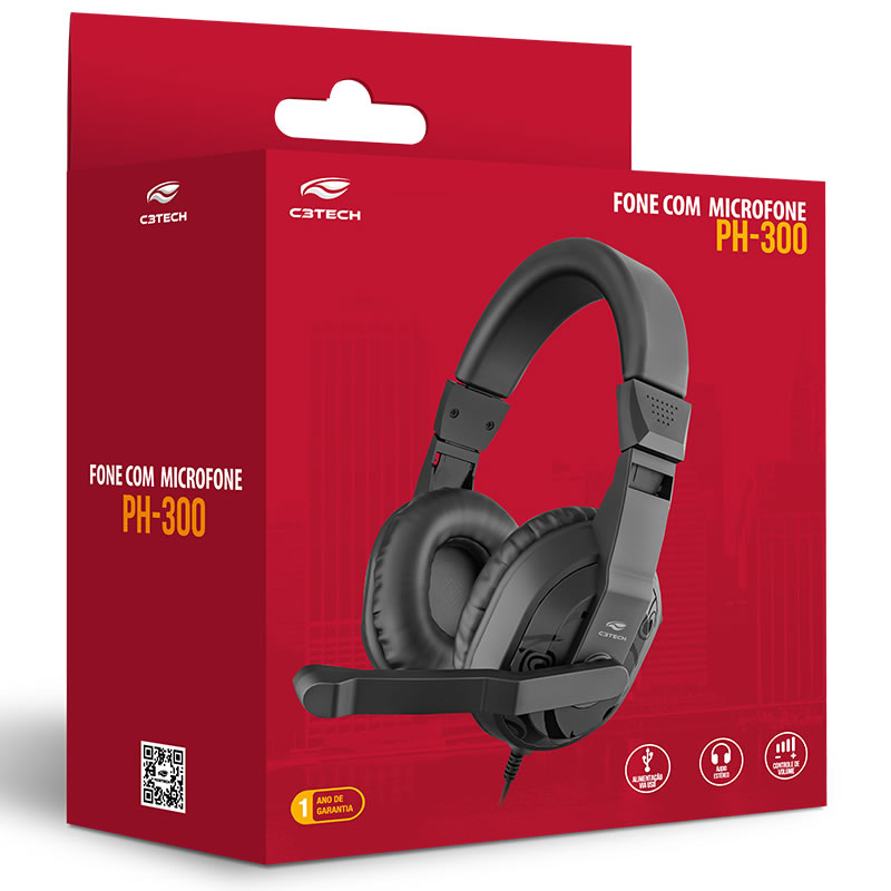 FONE DE OUVIDO HEADSET PH-300 USB C3TECH BOX