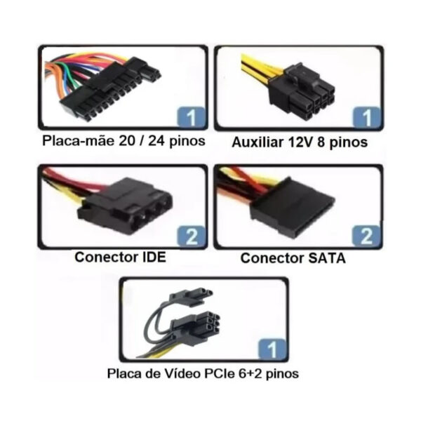 FONTE ATX 500W BVAUT BLU500-ATPS2 BLUECASE OEM - Imagem 3