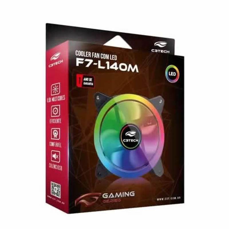 COOLER FAN PARA GAB. F7-L140M 120MM RGB P/CONTROLADORA C3TECH BOX