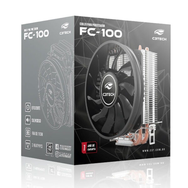 COOLER PARA PROCESSADOR UNIVERSAL FC-100BK C3TECH BOX - Imagem 3