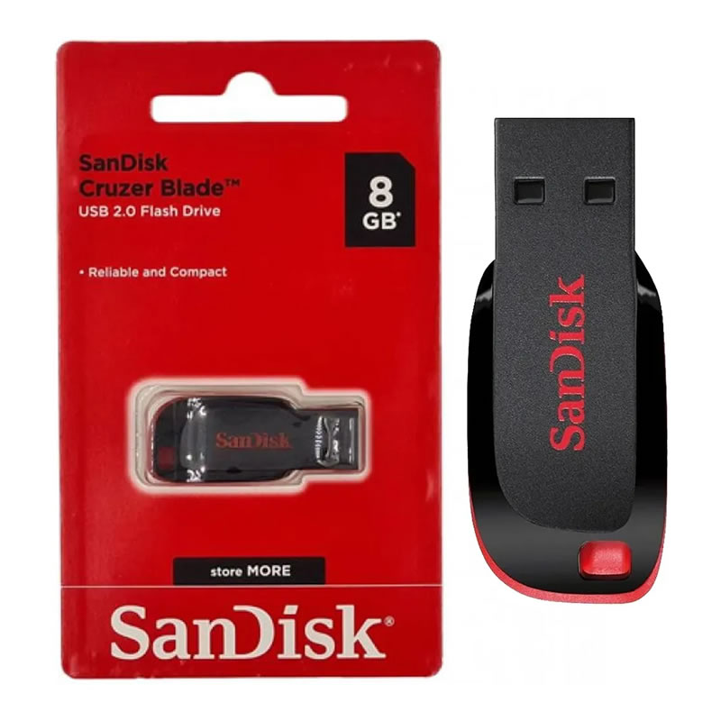 PEN DRIVE 8 GB CRUZER BLADE SDCZ50-008G-B35 USB 2.0 SANDISK BOX