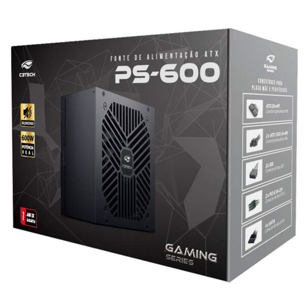 FONTE ATX 600W PS-600BK 4 SATA 2 IDE C3TECH BOX - Imagem 4