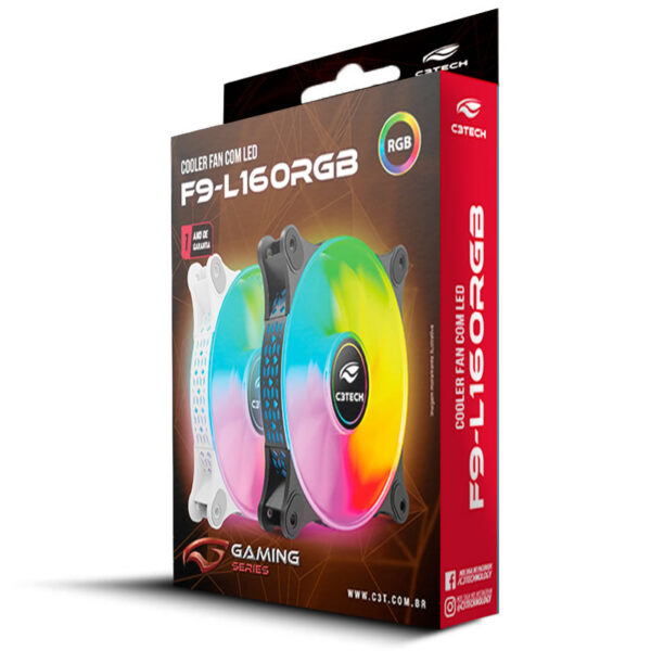 COOLER FAN PARA GAB. F9-L160BKM 120MM RGB C3TECH BOX - Imagem 3
