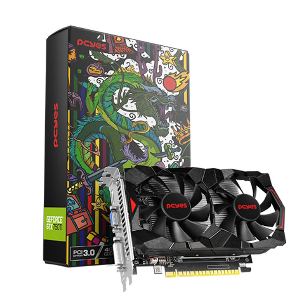 PLACA DE VIDEO 4GB GTX 750 TI PA750TIR5DFFS GDDR5 128 BITS GEFORCE VGA/HDMI/DVI-D PCYES BOX