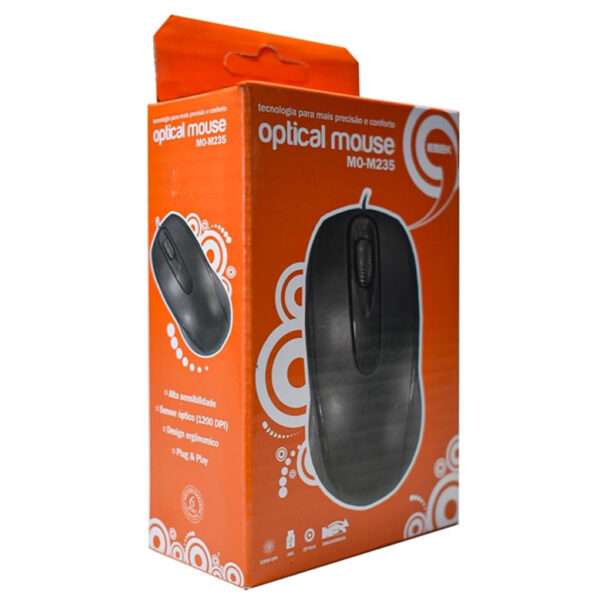 MOUSE USB MO-M235 OFFICE 1200 DPI PRETO K-MEX BOX - Imagem 5