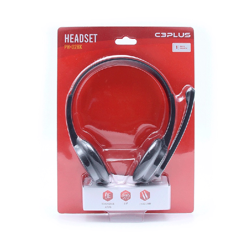 FONE DE OUVIDO HEADSET PH-02BK P2 PRETO C3PLUS BOX