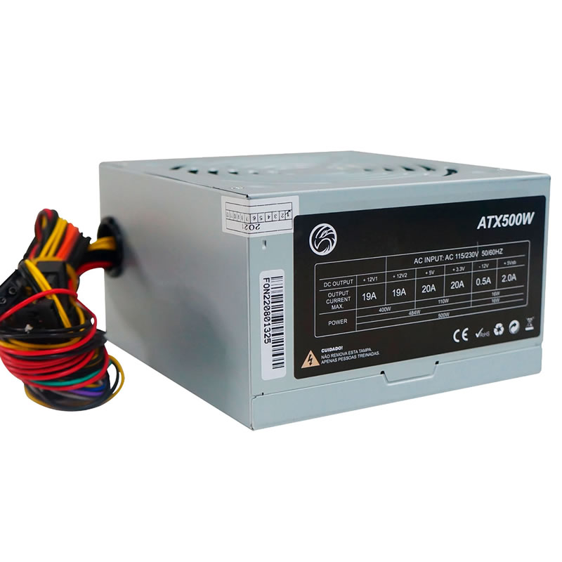 FONTE ATX 500W BPC/5350S-M 3* SATA 2* IDE S/CABO BPC OEM