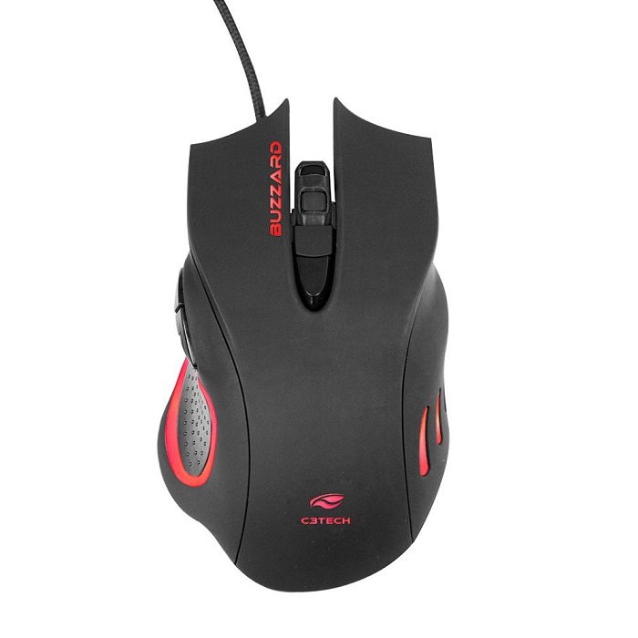 MOUSE USB MG-110BK BUZZARD 3200DPI GAMER 6 BOTOES PRETO C3TECH BOX