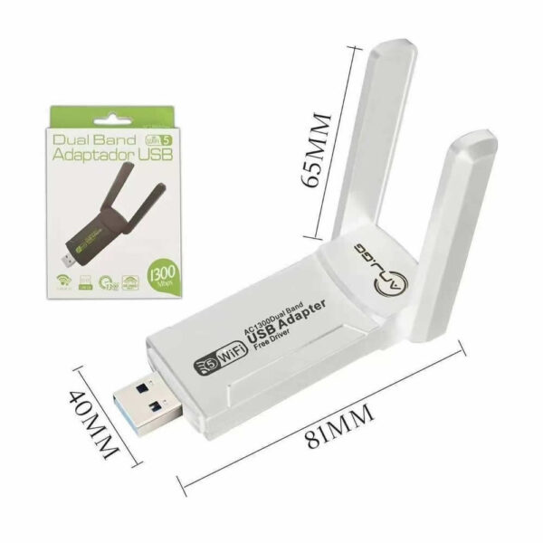 ADAPTADOR USB 3.0 WIRELESS DUAL BAND 5GHZ 1300MBPS C/ ANTENA GNRC BOX - Imagem 2