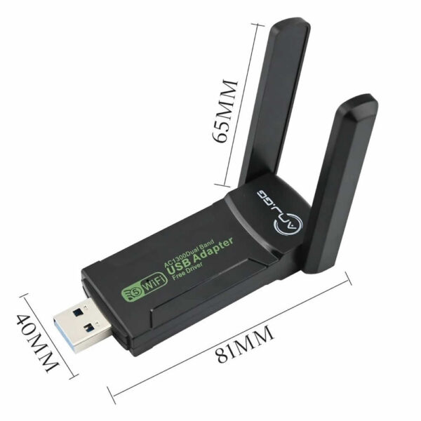ADAPTADOR USB 3.0 WIRELESS DUAL BAND 5GHZ 1300MBPS C/ ANTENA GNRC BOX - Imagem 5