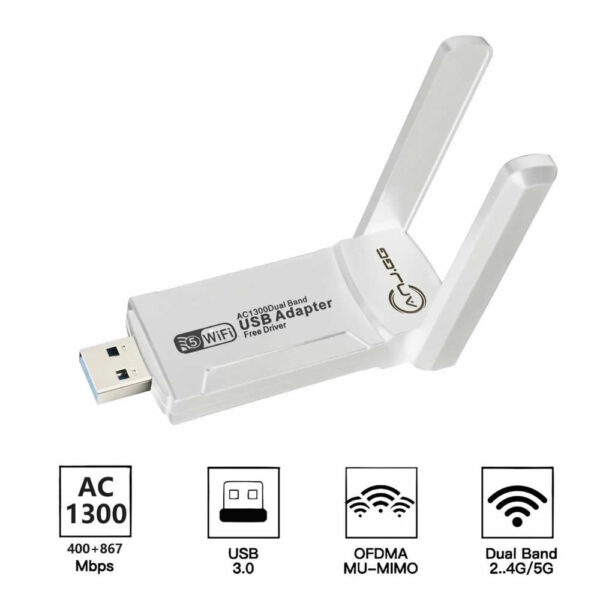 ADAPTADOR USB 3.0 WIRELESS DUAL BAND 5GHZ 1300MBPS C/ ANTENA GNRC BOX - Imagem 3
