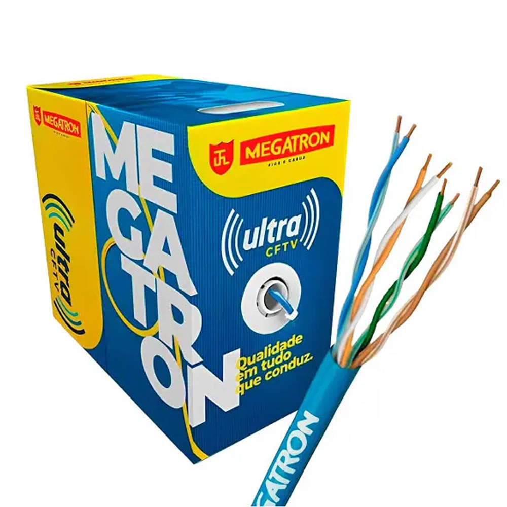 CAIXA DE CABO CFTV 300 METROS AZUL MEGATRON BOX