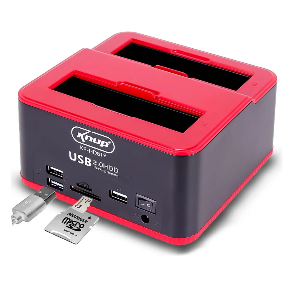 DOCK STATION USB 2.0 KP-HD819 2 HD´S SATA 3,5 OU 2,5 KNUP BOX - Imagem 2