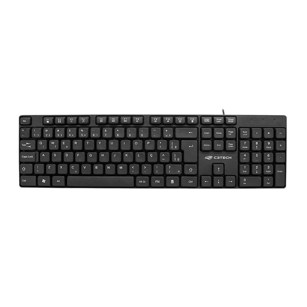 TECLADO USB BASIC KB-M10BK ABNT2 PRETO C3TECH BOX - Imagem 4