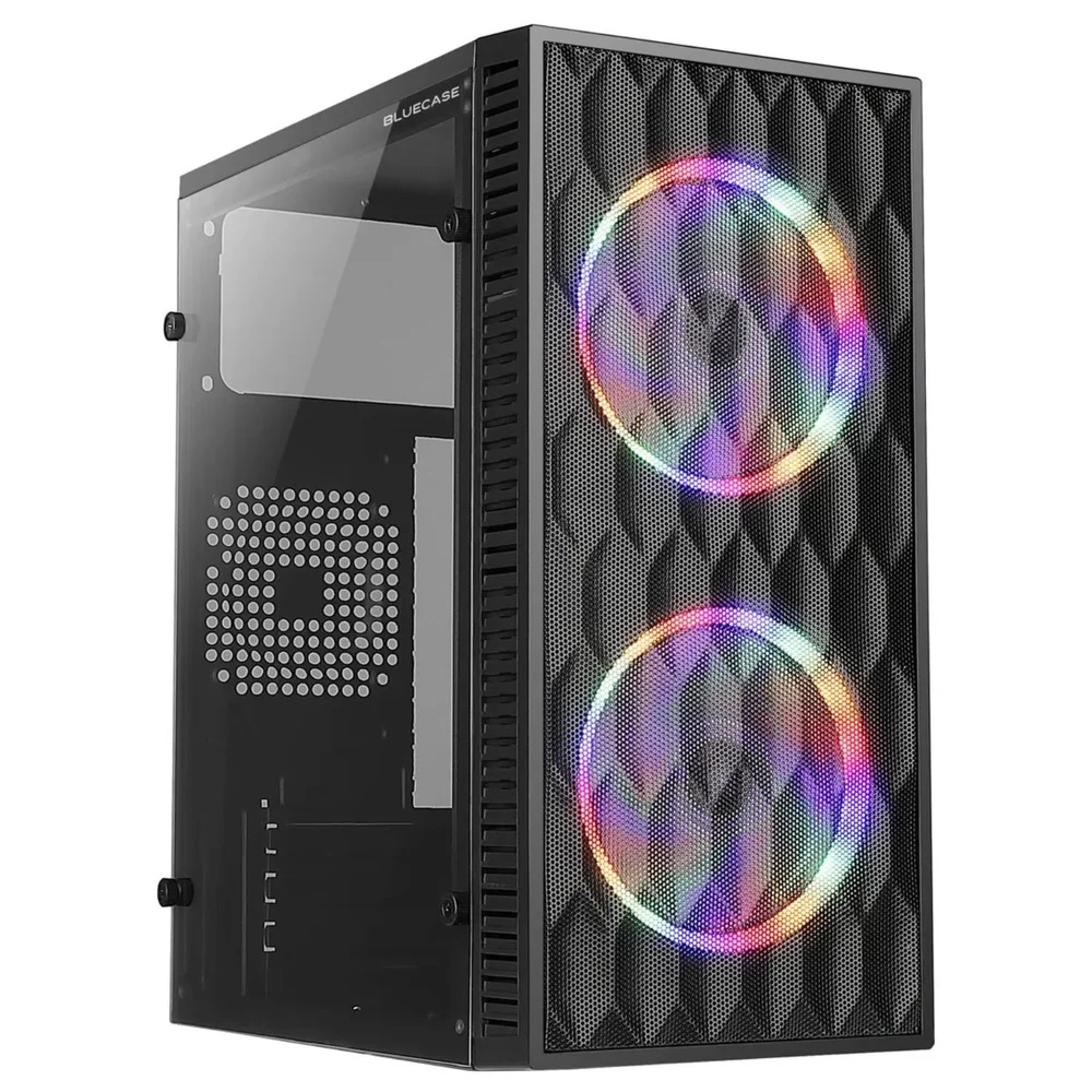 GABINETE GAMER BG-057 HIVE S/FONTE LATERAL EM VIDRO C/ FANS RGB BLUECASE BOX
