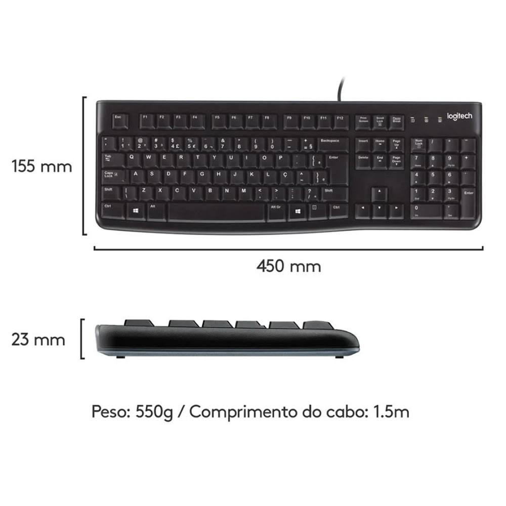 TECLADO USB K120 PRETO LOGITECH BOX - Imagem 4
