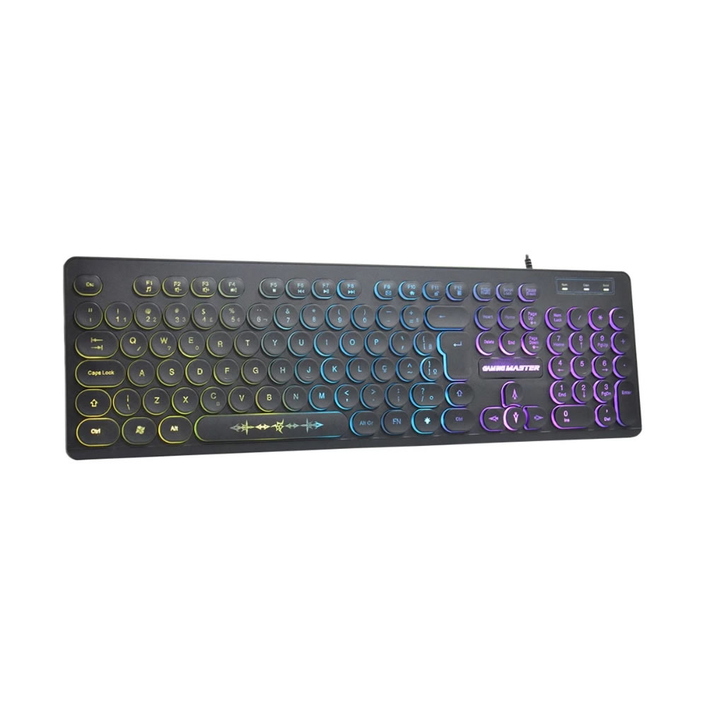 TECLADO USB GAMER KM76 ABNT2 RGB STEAMPUNK K-MEX BOX - Imagem 3