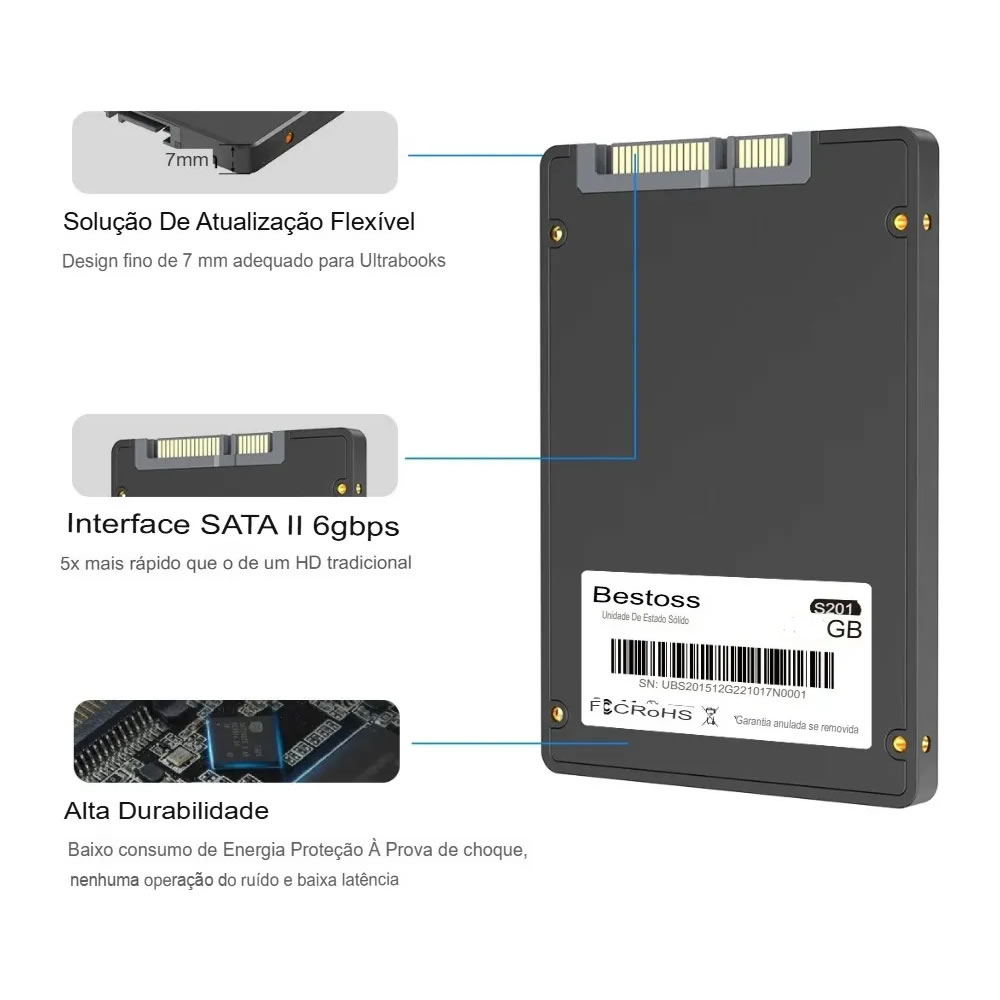 SSD 480GB SATA III S201 BESTOSS OEM - Imagem 4