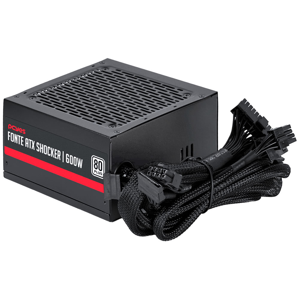 FONTE ATX 600W GAMER SHOCKER PF600SHW 80 PLUS WHITE PCYES BOX - Imagem 3