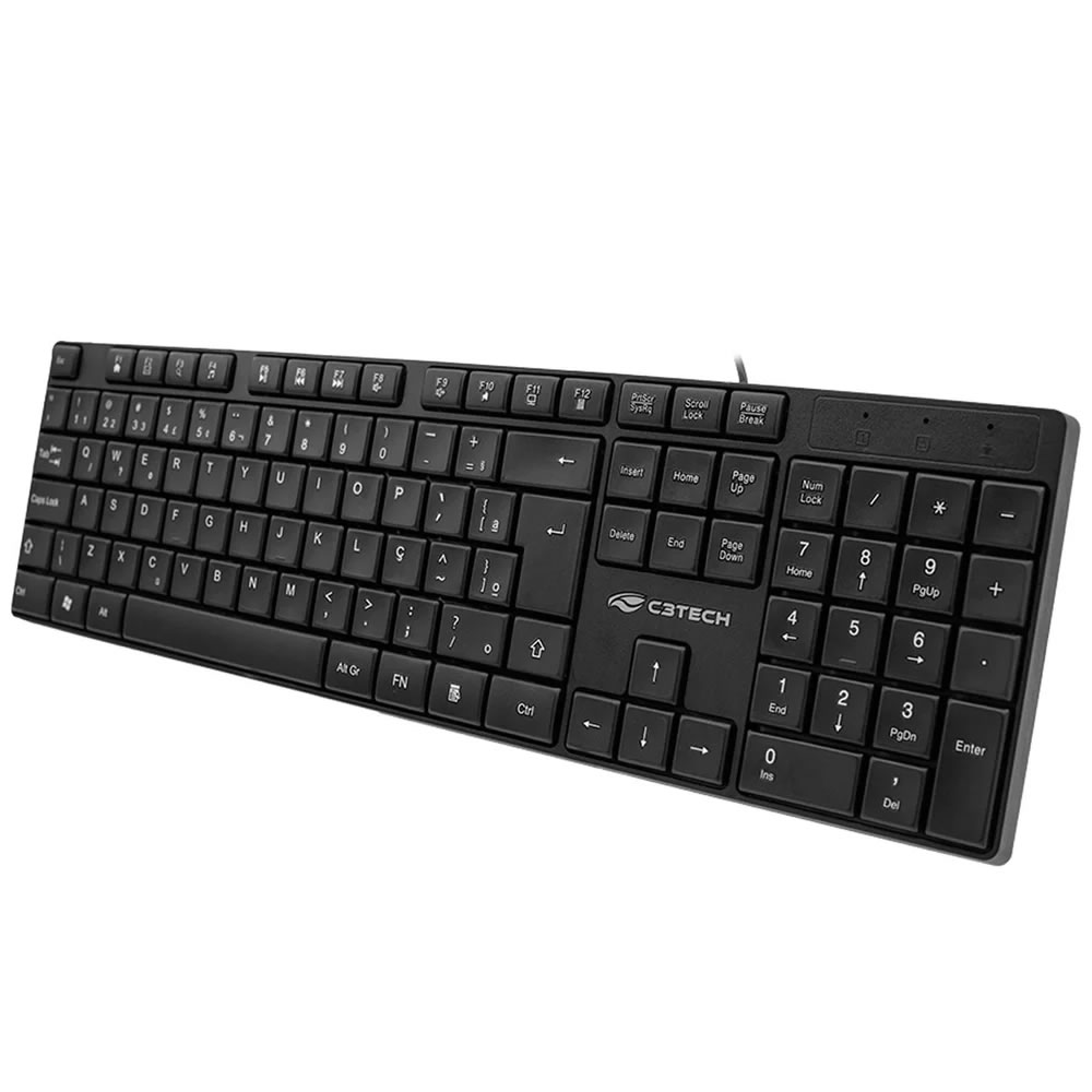 TECLADO USB BASIC KB-M11BK ABNT2 PRETO C3TECH BOX - Imagem 3