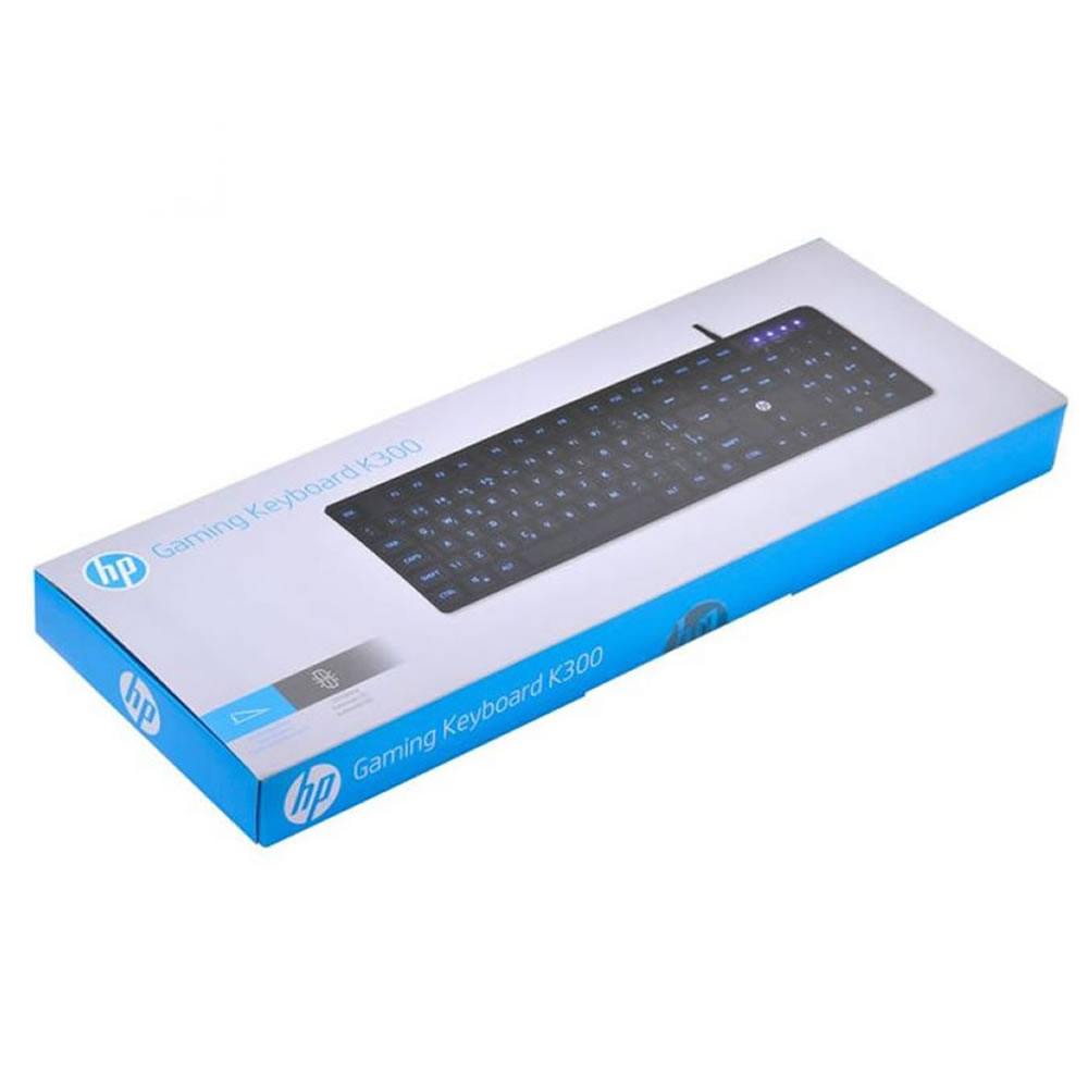 TECLADO USB GAMER MEMBRANA K300 FRGB PRETO HP BOX - Imagem 4