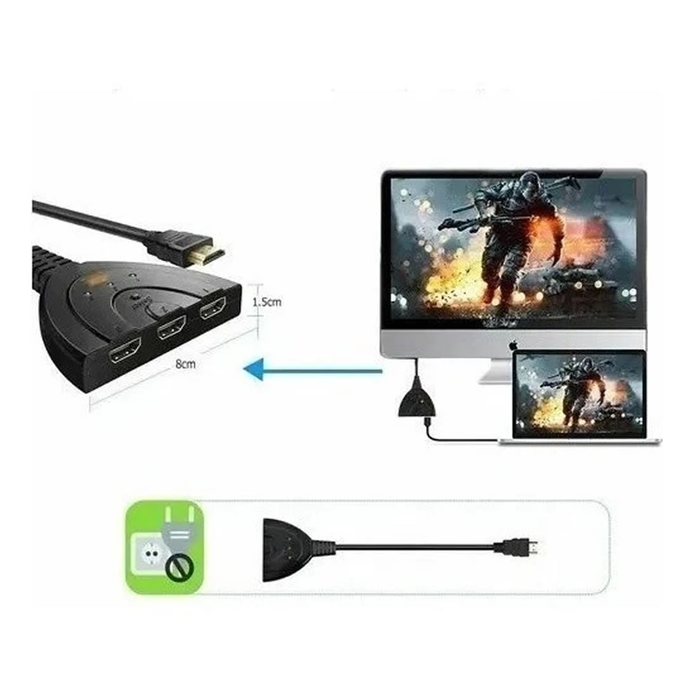 SWITCH 3 ENTRADAS 1 SAIDA HDMI KP-AD133 4K KNUP BOX - Imagem 4