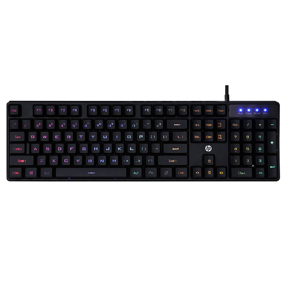 TECLADO USB GAMER MEMBRANA K300 FRGB PRETO HP BOX - Imagem 2