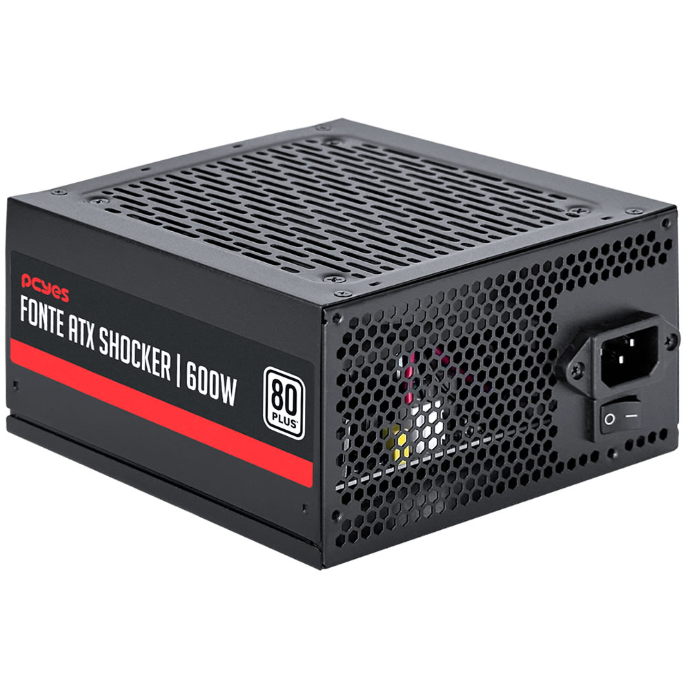 FONTE ATX 600W GAMER SHOCKER PF600SHW 80 PLUS WHITE PCYES BOX - Imagem 2