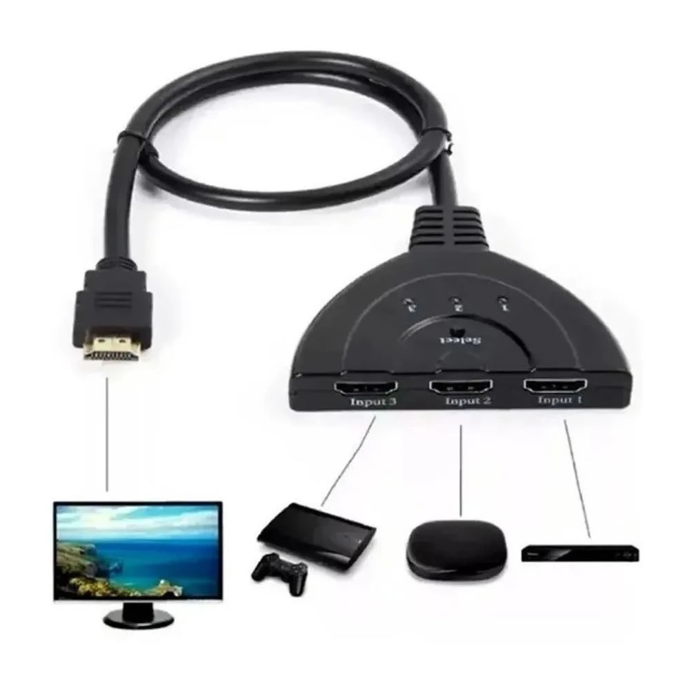 SWITCH 3 ENTRADAS 1 SAIDA HDMI KP-AD133 4K KNUP BOX - Imagem 6