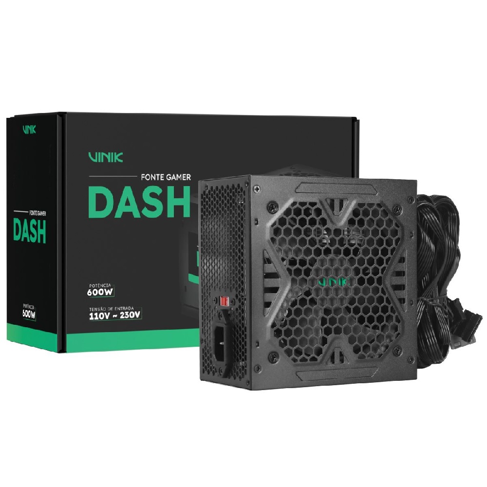 FONTE ATX 600W 20/24 PINOS VFG600WPV3 2* SATA 2* IDE DASH VINIK BOX