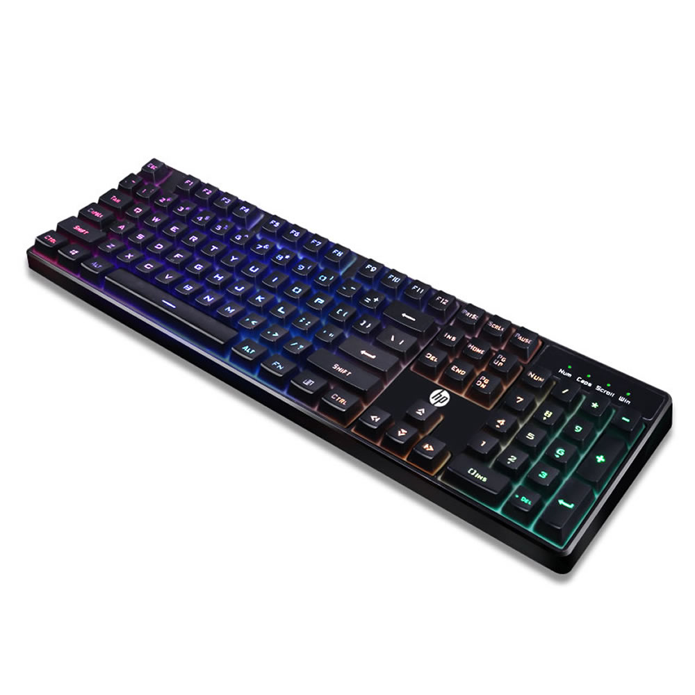 TECLADO USB GAMER MEMBRANA K300 FRGB PRETO HP BOX - Imagem 3