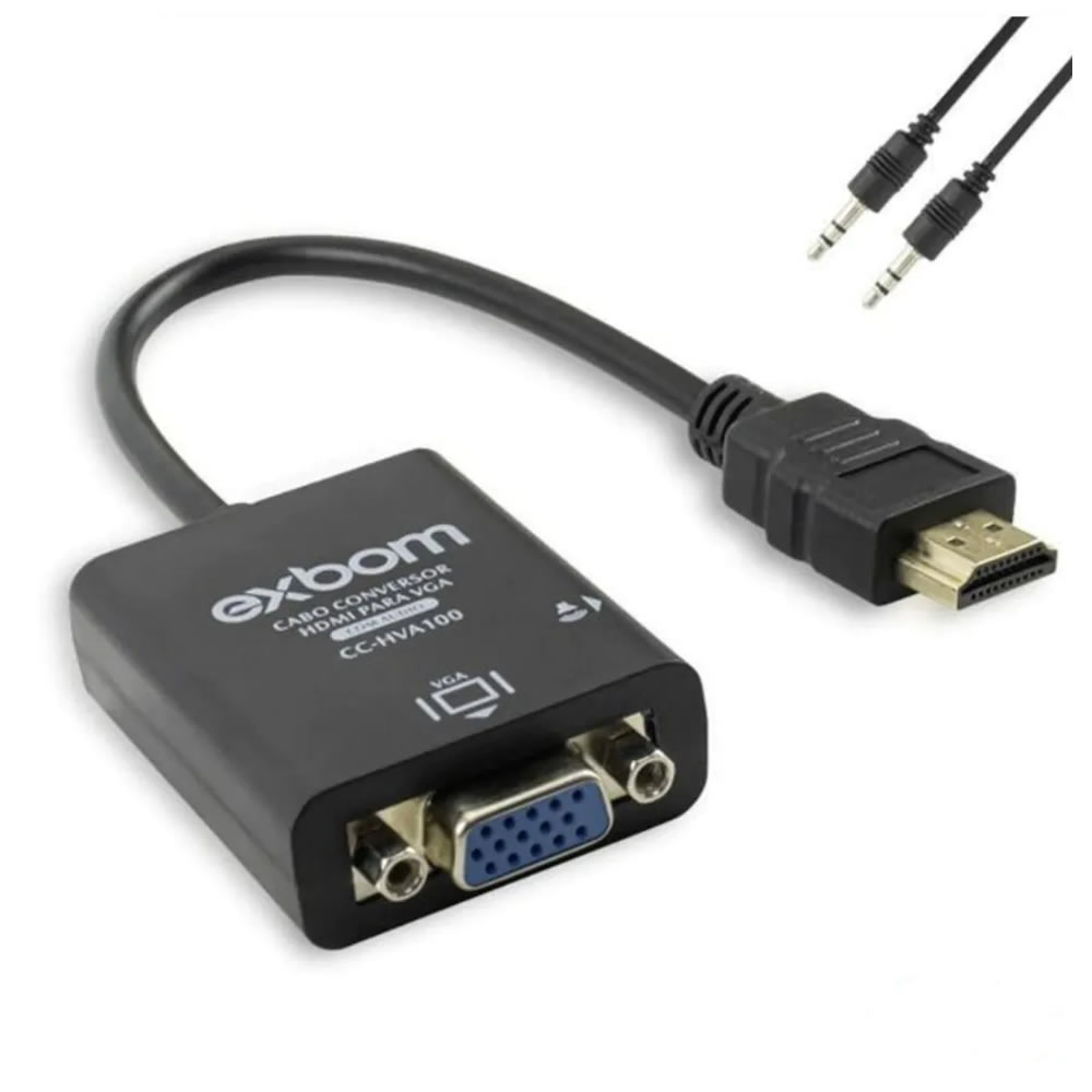 CABO CONVERSOR HDMI MACHO PARA VGA FEMEA 1 SAIDA DE AUDIO CC-HVA100 EXBOM BOX