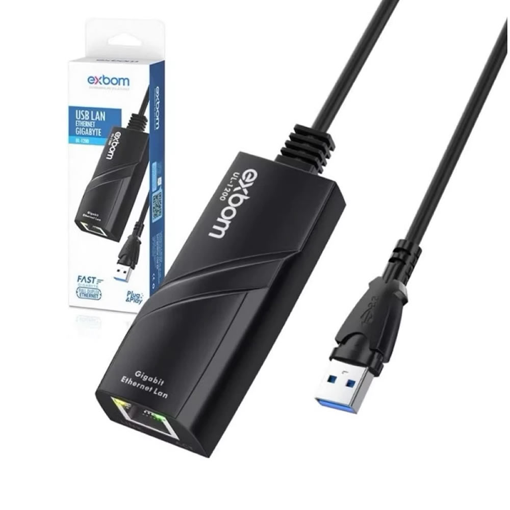 ADAPTADOR USB 3.0 PARA ETHERNET RJ45 10/100/1000 UL-1200 EXBOM - Imagem 2