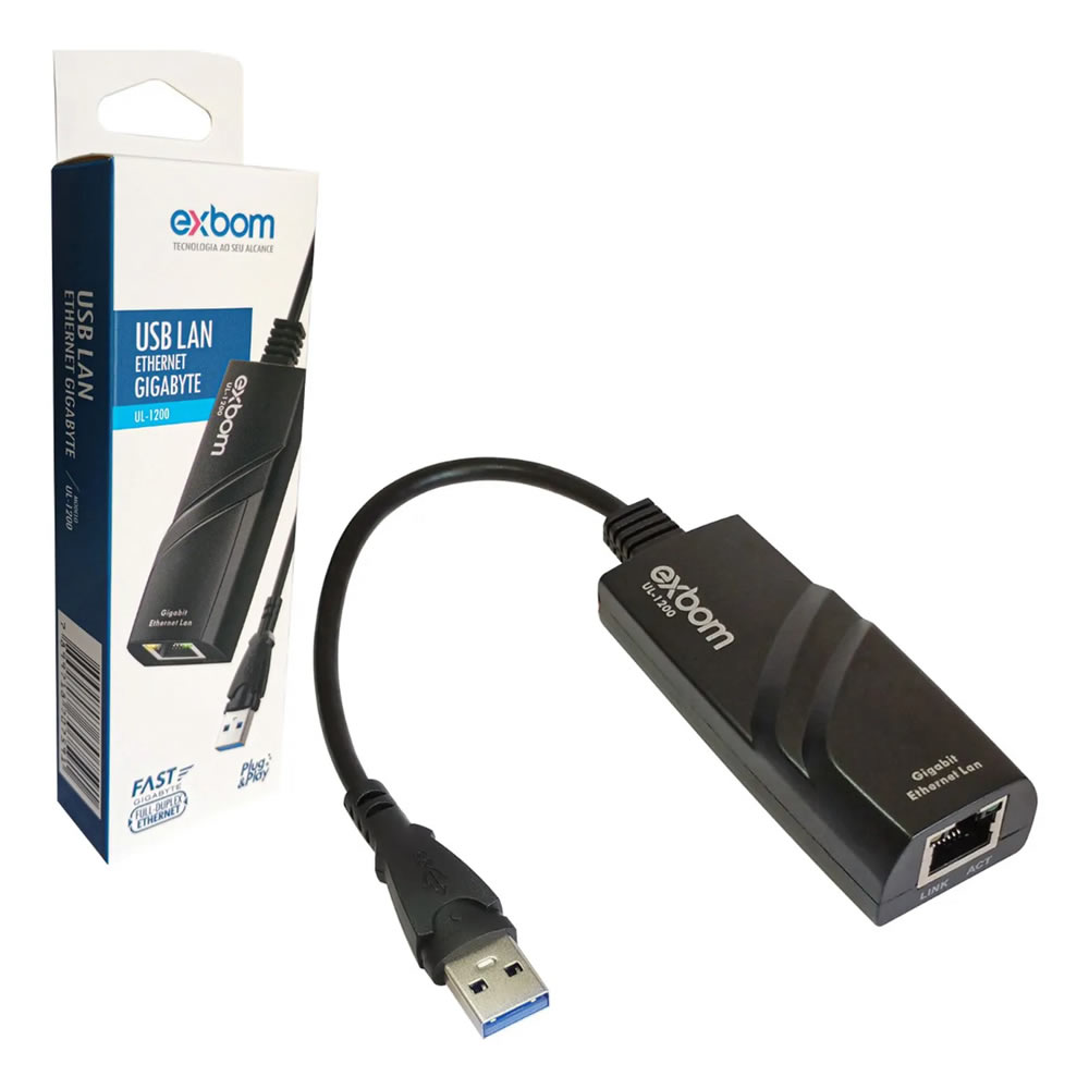 ADAPTADOR USB 3.0 PARA ETHERNET  RJ45 10/100/1000 UL-1200 EXBOM
